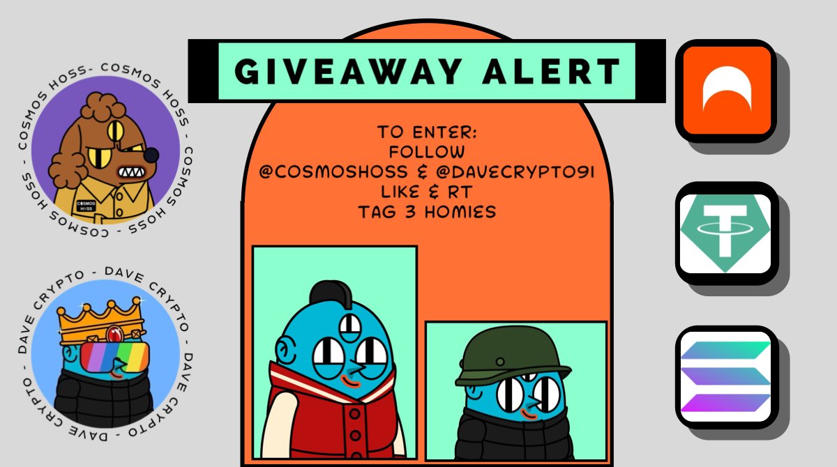 GM/AM! Gang #GiveawayAlert! Homies giving back to their communities! What are we tossing?! 👀🤤🔥✍️ 🔸 2 @ArchiesNFT's 🔸 1 $SOL 🔸 $50 in $ARCH 🔸 $50 in $USDT How to score? 👀👇 🔸Follow me - @CosmosHOSS & @ArchiesNFT 🔸 Like & RT 🔸 Tag 3 homies that deserve it!