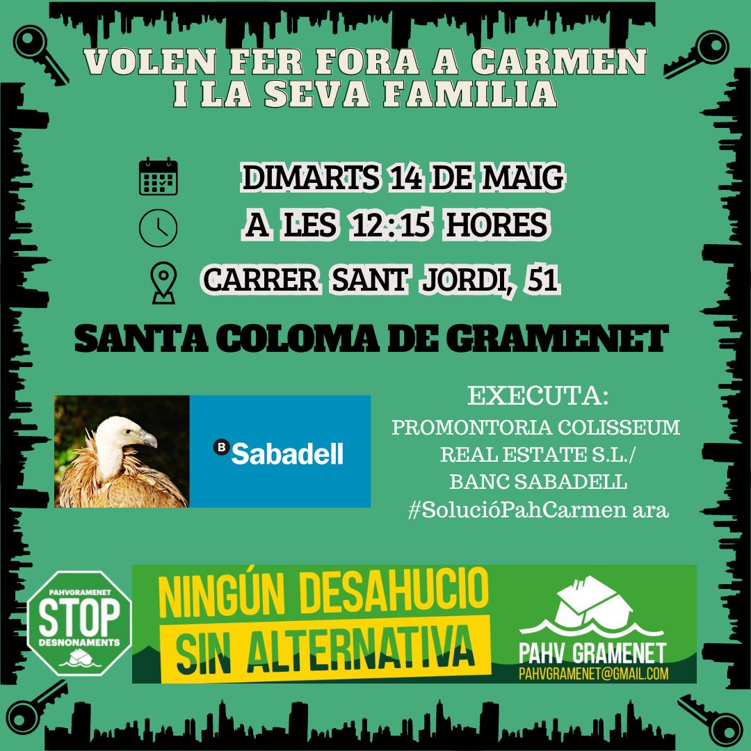 Comencem a #Gramenet sense descans!!
Primer.desnonament de la.setmana! 
Anem a aturar-ho!!
#StopDesnonaments