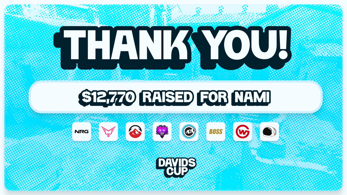 Congrats to @NRGgg for winning David's Cup! Thank you to all the production, talent, and people who helped make this event possible. We raised $12,640 for @NAMICommunicate which will go to helping those struggling with Mental Health. Us at nouns can't thank you enough for…