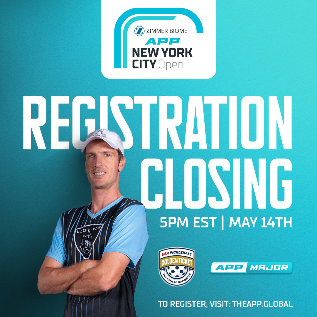 👀 Registration for the @zimmerbiomet APP New York City Open closes on the 14th. Don't delay! Register now 👉 bit.ly/3QG0Mm1 #APPTour #APPFamily #Pickleball #NYC