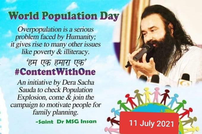 'Content with one' initiative was started by DSS to spread the message of being content with a single child, thereby helping to control this evergrowing menace. #ContentWithOne Ram Rahim BIRTH Campaign