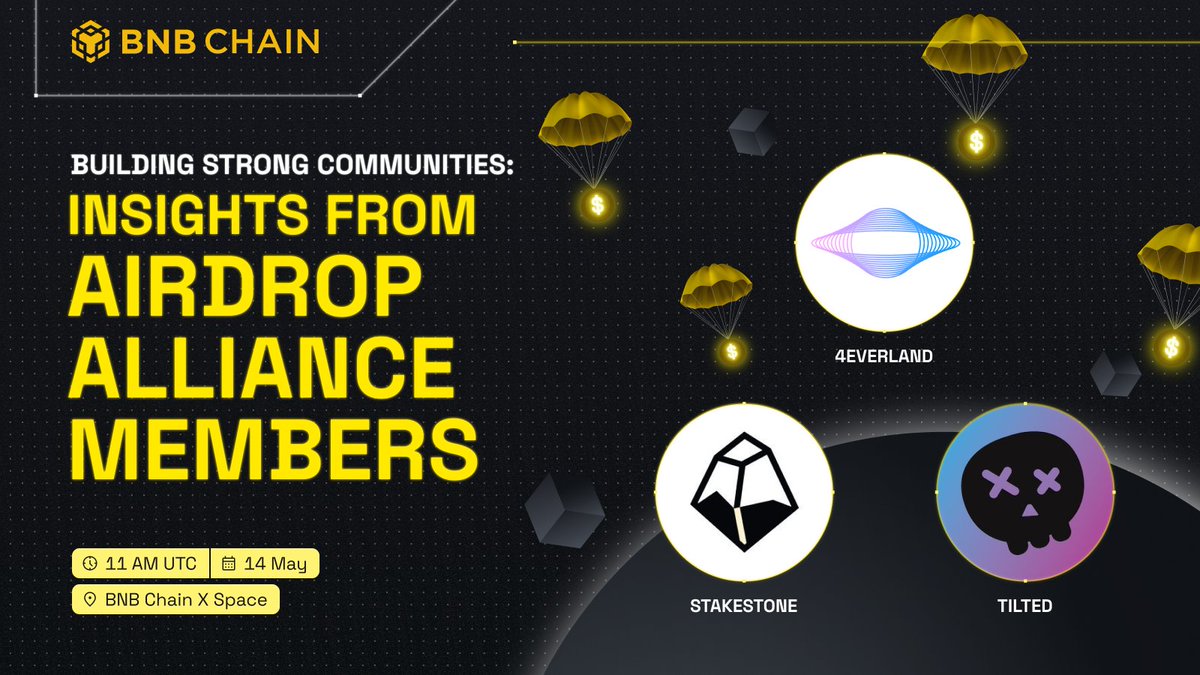 📢 Join us on 'Building Strong Communities: Insights from AIRDROP ALLIANCE Members' Don't miss out on the exclusive insights and learn from industry leaders with @4everland_org, @Stake_Stone, and @tiltedstore. 📍x.com/i/spaces/1oyja… 🗓️ 14th May, 11 AM UTC