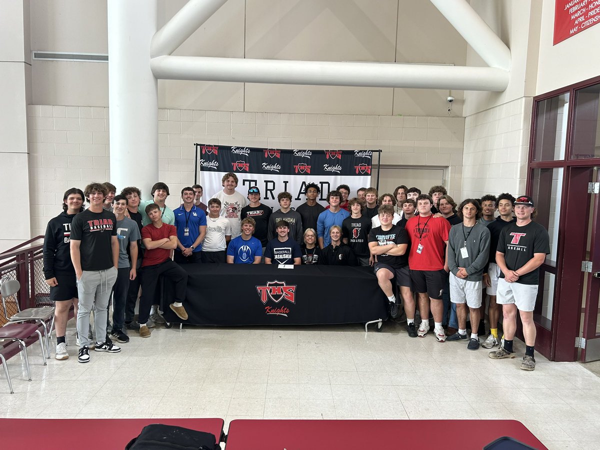 Congratulations to two Knights who signed this past week to play at the next level. <a href="/DonnyBecker04/">Donny Becker</a> will continue his football career at <a href="/IC_Football/">Illinois College Football</a> and Carter Vandever will play baseball at <a href="/KC_BlueDevils/">Kaskaskia Baseball</a>. Thanks for an amazing 4 years and good luck! <a href="/TriadBaseball/">Triad Knights Baseball</a>