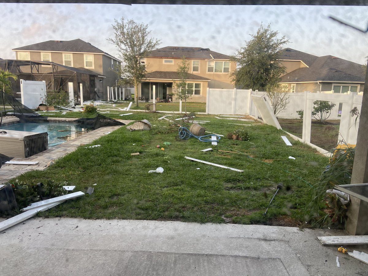 @NWSMelbourne @inspired2013 I am also interested in any reports for the storm from Friday night/ Saturday morning. We are located in Ocoee just off the east side of Lake Apopka by Ocoee High School. Here is a picture of the damage to our backyard. Multiple homes in our neighborhood suffered similar damage.