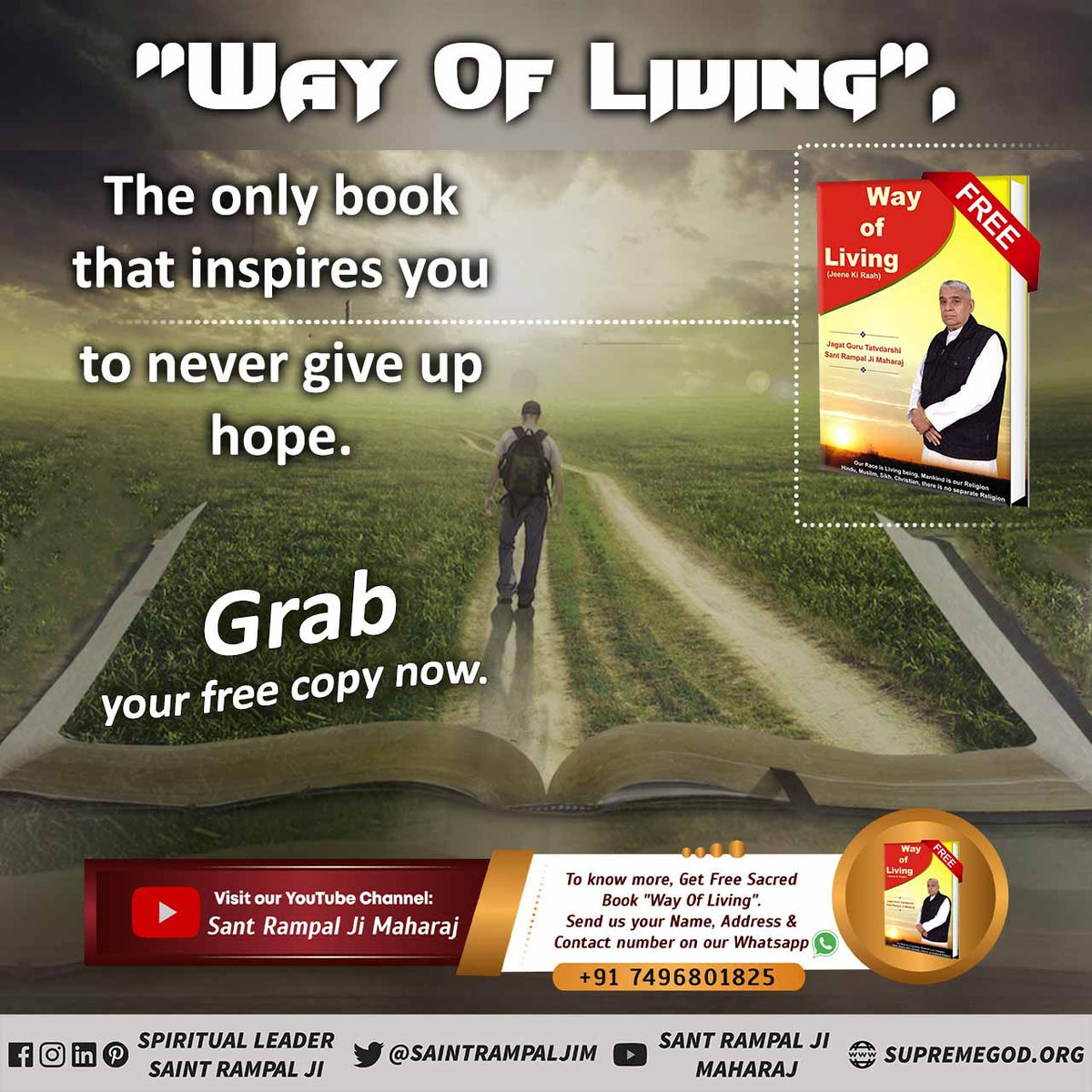 #मानसिक_शांति_नहींतो_कुछनहीं

'Way of living' 
The only book that inspires you to never give up hope.  Grap your free copy now . Please order ✅📗book jine ki rah free of cost with Home dilevery.
Please send me complete address
Name ..
Pta..
State..
District.
Mobile.
Pin..
House.