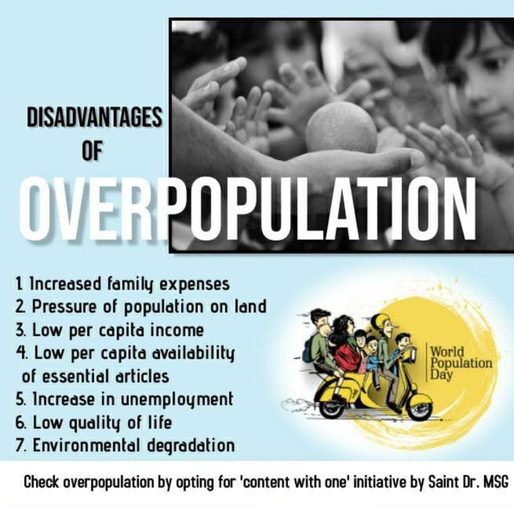 The overpopulation issue is one major concern. To address this, Ram Rahim started BIRTH Campaign. In order to reduce the number of children, newlyweds vow not to have any more after the first one or two.#ContentWithOne
