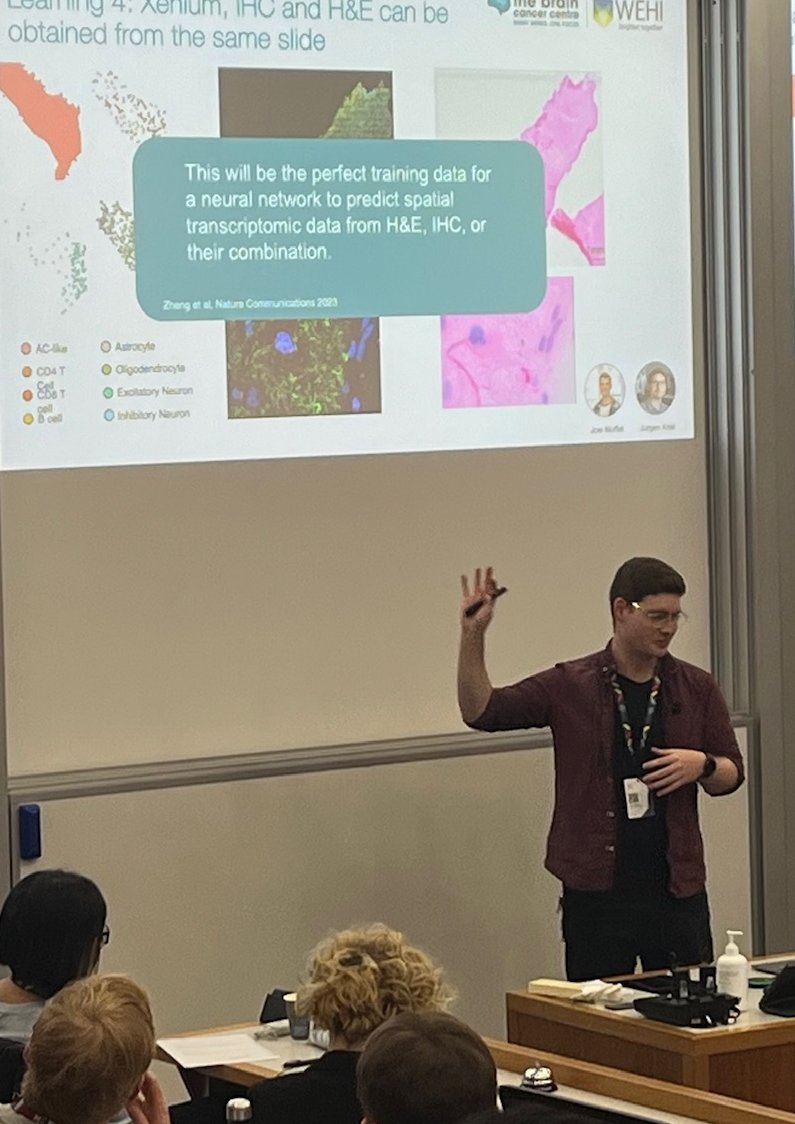 Couldn’t have said it better ourselves @gemmerbaardman. Loved your presentation “Developing a 3D multi-omic map of low grade gliomas” #Xenium  @SaskiaFreytag, @braincancerlab, @sarahannbest, @whittlejim, @wehi @10xGenomics @mscienceaustnz