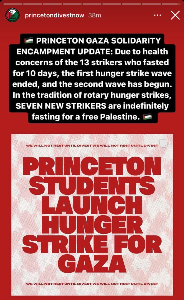The hunger strikers at Princeton passed the baton to seven new strikers: