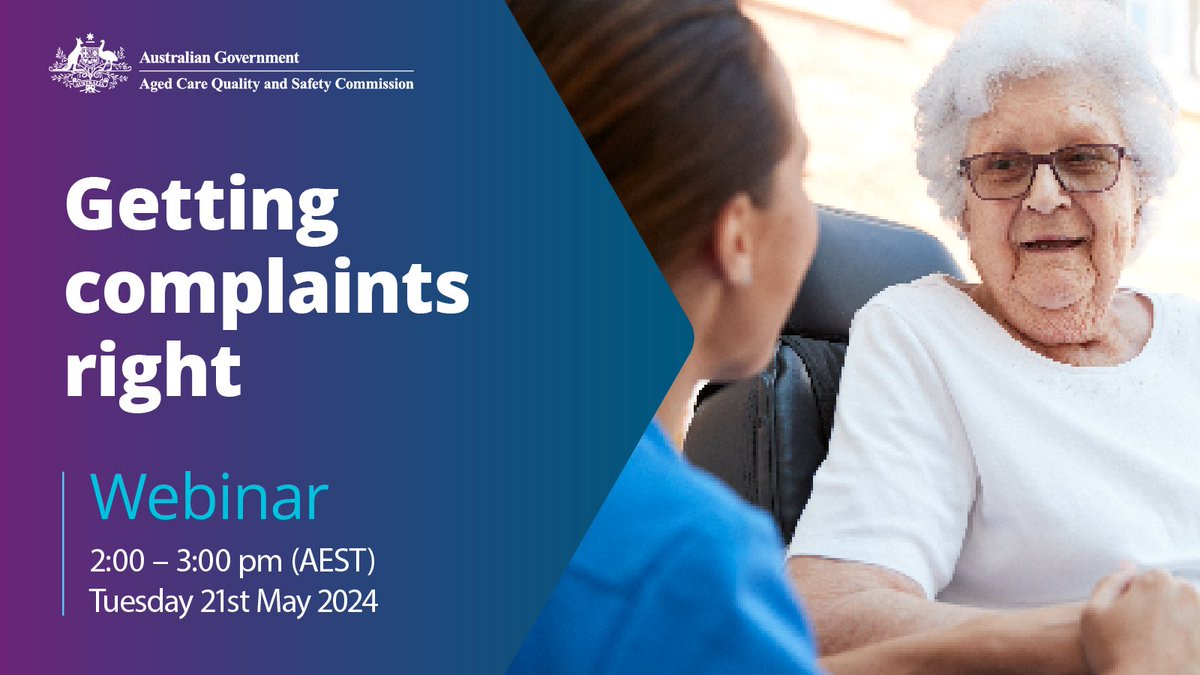 Join us for our upcoming webinar on Getting Complaints Right🕵 📅Tuesday 21 May, 2 – 3pm AEST The webinar will cover our latest sector complaints report - ‘Complaints about aged care home services – Insights for people receiving care’. 📍 Register: loghic.eventsair.com/373945/177526/…