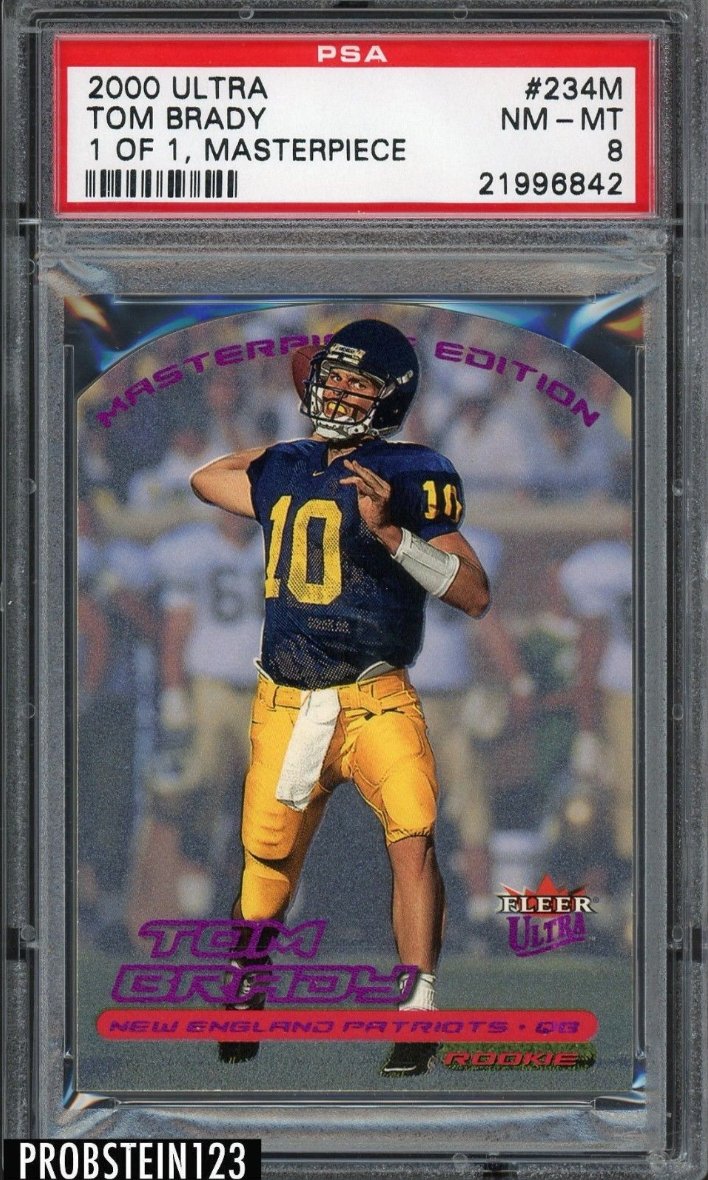 HISTORIC PURCHASE 

In 2007, one of the best Tom Brady cards in existence was listed on eBay at auction with a $.99 starting bid.

This card was from 2000 Fleer Ultra, and is one of Tom Brady’s only 1/1 rookie cards ever made.

The most recent sale of a Tom Brady 1/1 rookie was…