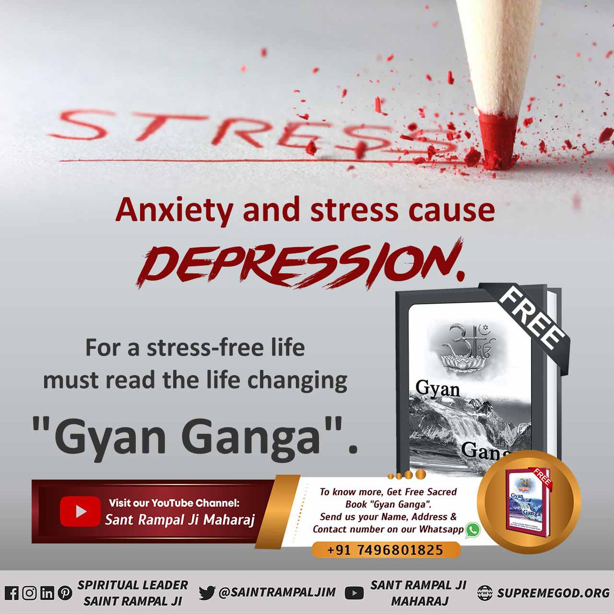 #मानसिक_शांति_नहींतो_कुछनहीं 🙇🙇 STRESS Anxiety and stress cause DEPRESSION. For a stress-free life must read the life changing 'Gyan Ganga'.