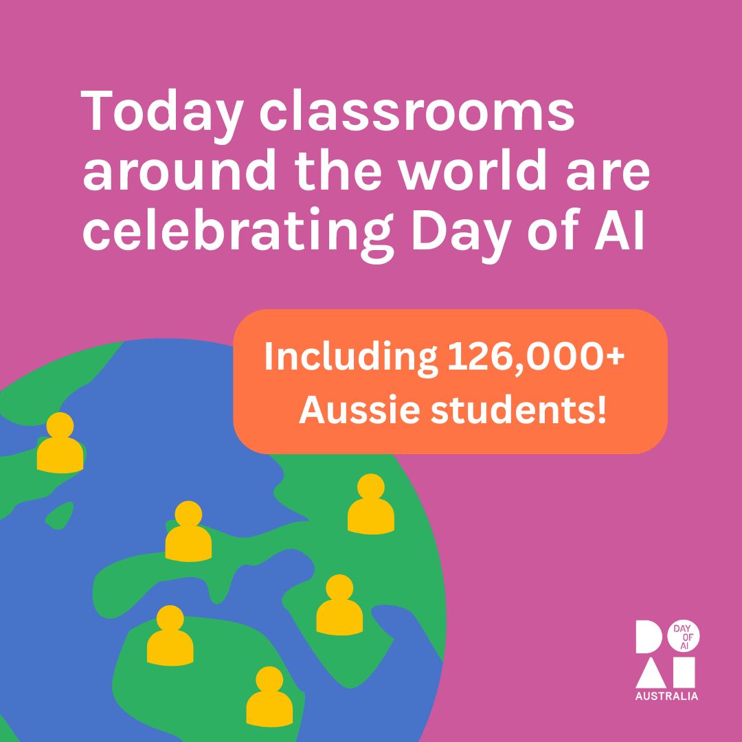 Did you know Day of AI is a global community? 🌏 13 May is the global Day of AI with classrooms around the world celebrating and collectively empowering our future leaders, creators and innovators in the tech space. #AuCurriculum #AIeducation #STEMeducation #teacherresources