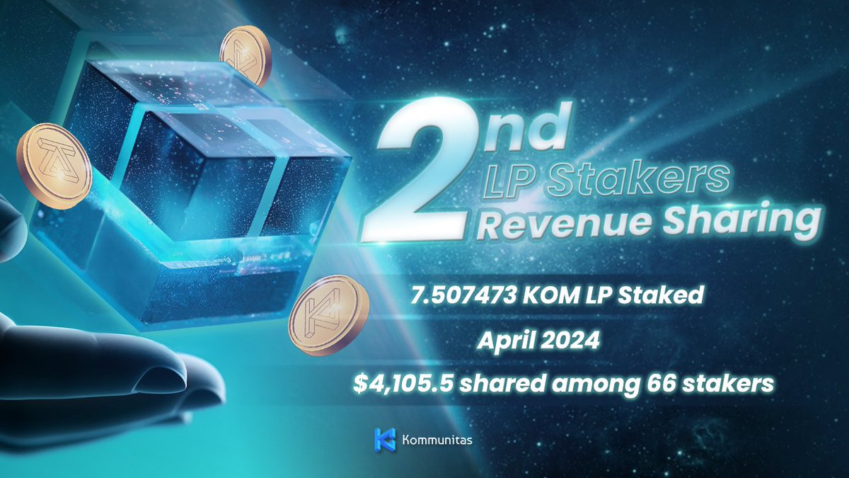 Dear $KOMmunity,

We are delighted to share the results of our 18th Monthly Revenue Sharing and 2nd LP Stakers Revenue Sharing. 
This month, we have successfully distributed a total of $4,105.50 to 20 distinguished millionaire partners, marking an impressive annualized dividend…