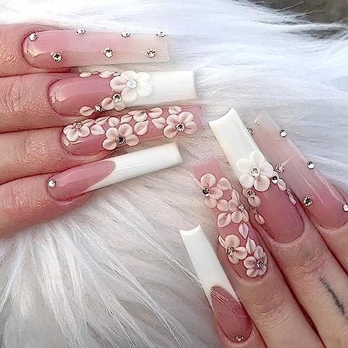 I just received Square Press on Nails Long Fake Nails with Flower Designs Nude Artificial Nails Rhinestones French Tip Glossy Stick on Nails for Women Girls Summer Nail from Liz Cornall (@123elizabethc) via Throne. Thank you! throne.com/julieta_asmr #Wishlist #Throne