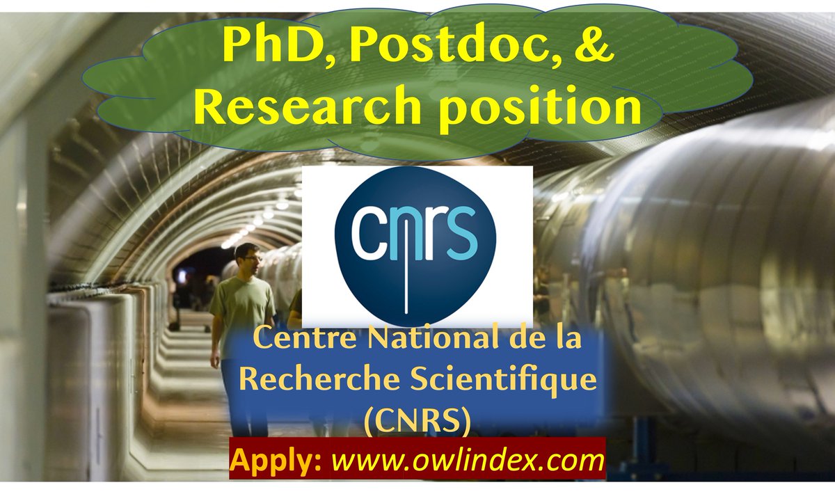 182 PhD, Postdoc, & Research position at Centre National de la Recherche Scientifique (CNRS) (France): owlindex.com/oi/4g0MAOOa

#owlindex #PhD #PhDposition #phdresearch #phdjobs #postdoc #postdocs #postdocposition #postdocpositions #postdocjobs #postdoctoral @owlindex @CNRS