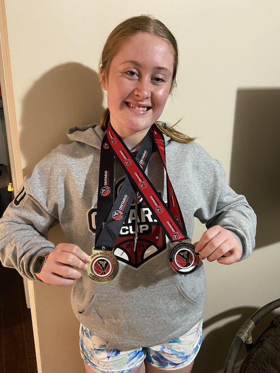 Look at the hardware!  Hard work for many years pays off kiddo!  What a great year…..coaching Gold and playing Silver!  Love of basketball right here!