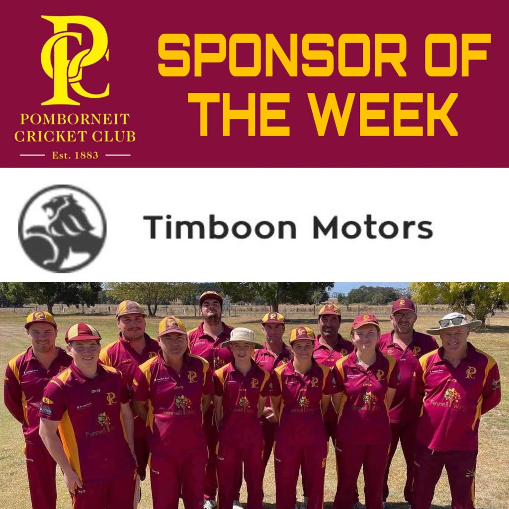 Thanks to our sponsor of the week Timboon Motors who jumped on as naming rights sponsor of our Div 3 team last season. Make your next car a Timboon Motors car! Get in touch if you would like to have a naming rights sponsorship of one of our teams in season 2024/25 #gopombobulls