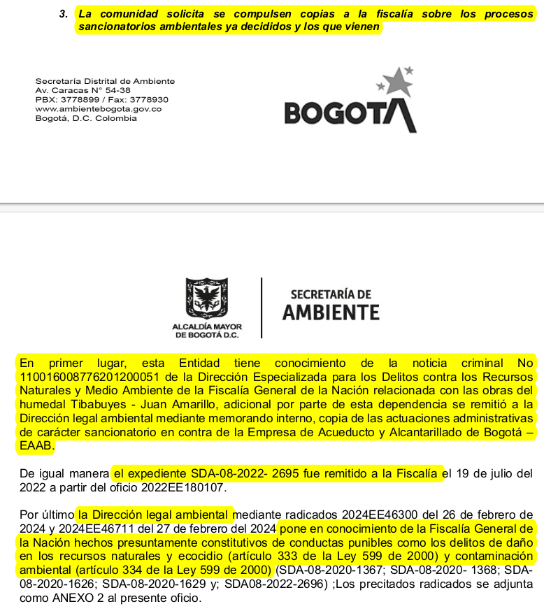 No se entiende por qué a la vez que <a href="/CarlosFGalan/">Carlos F. Galán</a>  defiende la construcción de infraestructura vial en humedales áreas protegidas distritales, <a href="/AsotoAdriana/">Adriana Soto</a>  compulsa a <a href="/FiscaliaCol/">Fiscalía Colombia</a> evidencias de presuntos delitos ambientales por las mismas obras

SON DELITOS AMBIENTALES, alcalde