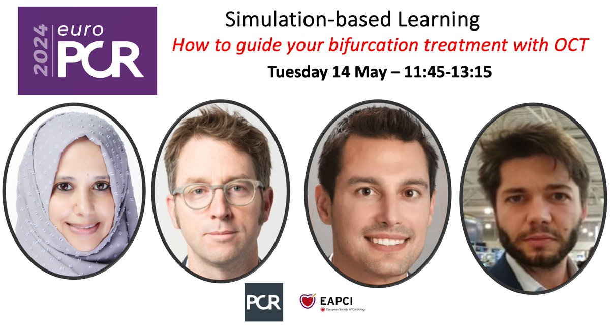 Too much knowledge together #EuroPCR 'hands-on simulation on OCT in Bifurcations' ⏰ Tuesday 11:45 Beyond experts @mirvatalasnag @twj1974 @ESHLOF @nicolasamabile delivering a top learning experience. You will have your own #OCT workstation. Join and have fun with us