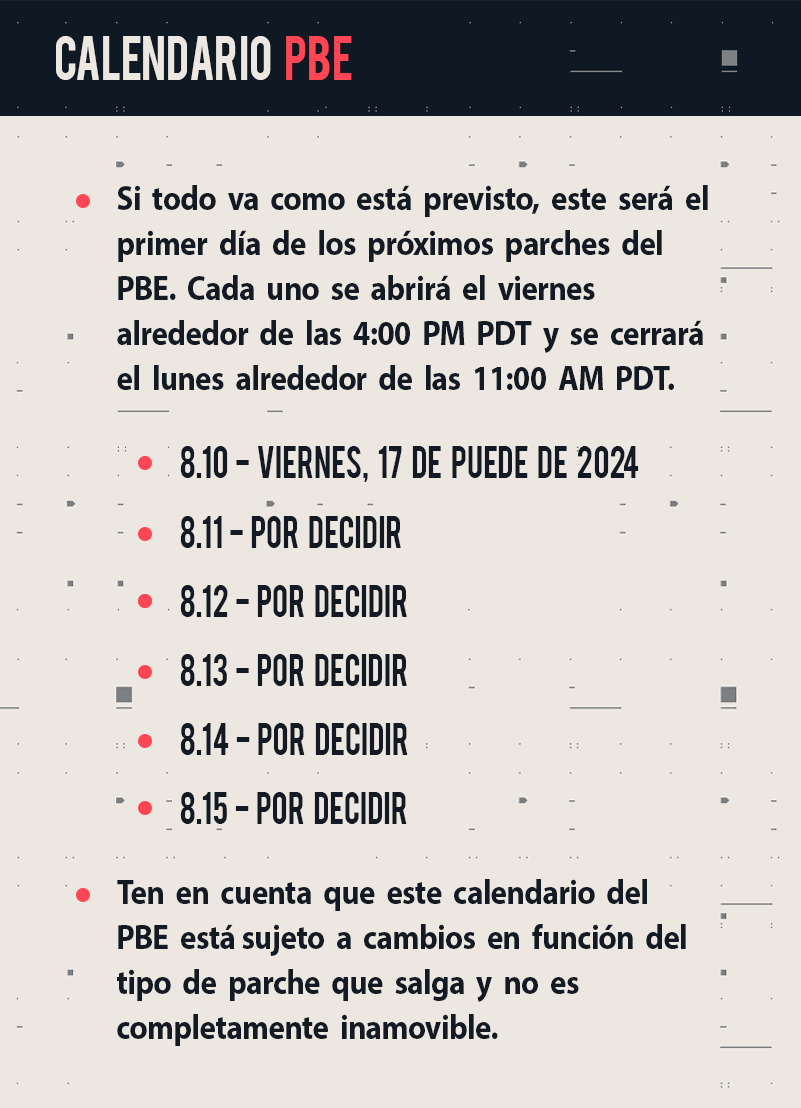 Sup. VAL PBE back this Friday (May 17: 4pm PDT) as long as nothing goes wrong/breaks