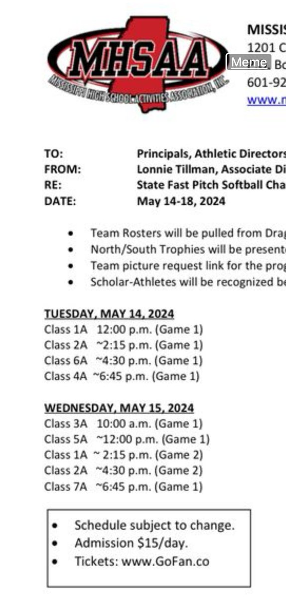 Come cheer on the Lady Devils in the Class 1A State Championship @ USM!  Come &amp; CHEER LOUD for these ladies!! They have worked so hard to get to this point!!!!🥎💪🏻👏🏻📣