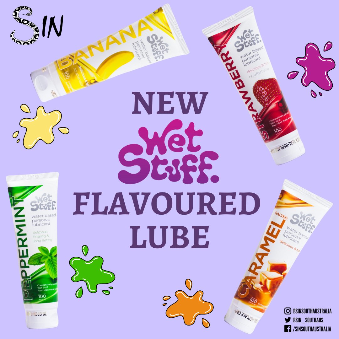 The SIN Shop has some new goodies! We have 4 new flavoured varieties of 100g Wet Stuff water-based lube: Banana, Caramel, Peppermint, and Strawberry! Pop in to the SIN shop during our opening hours and give it a try!