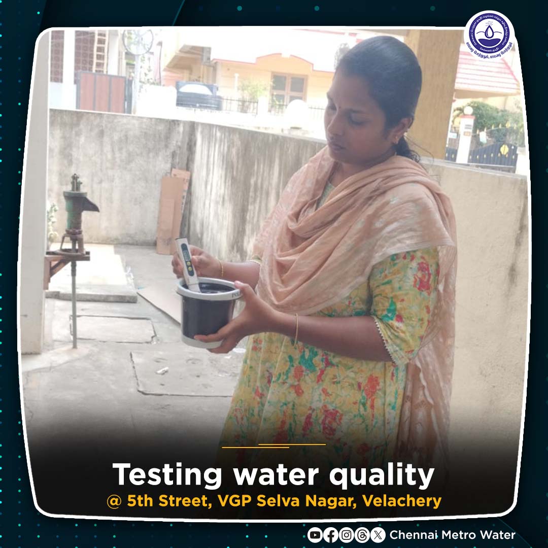 Testing Water Quality

#CMWSSB | #ChennaiMetroWater | @TNDIPRNEWS @CMOTamilnadu @KN_NEHRU @tnmaws @PriyarajanDMK @RAKRI1 @MMageshkumaar @rdc_south