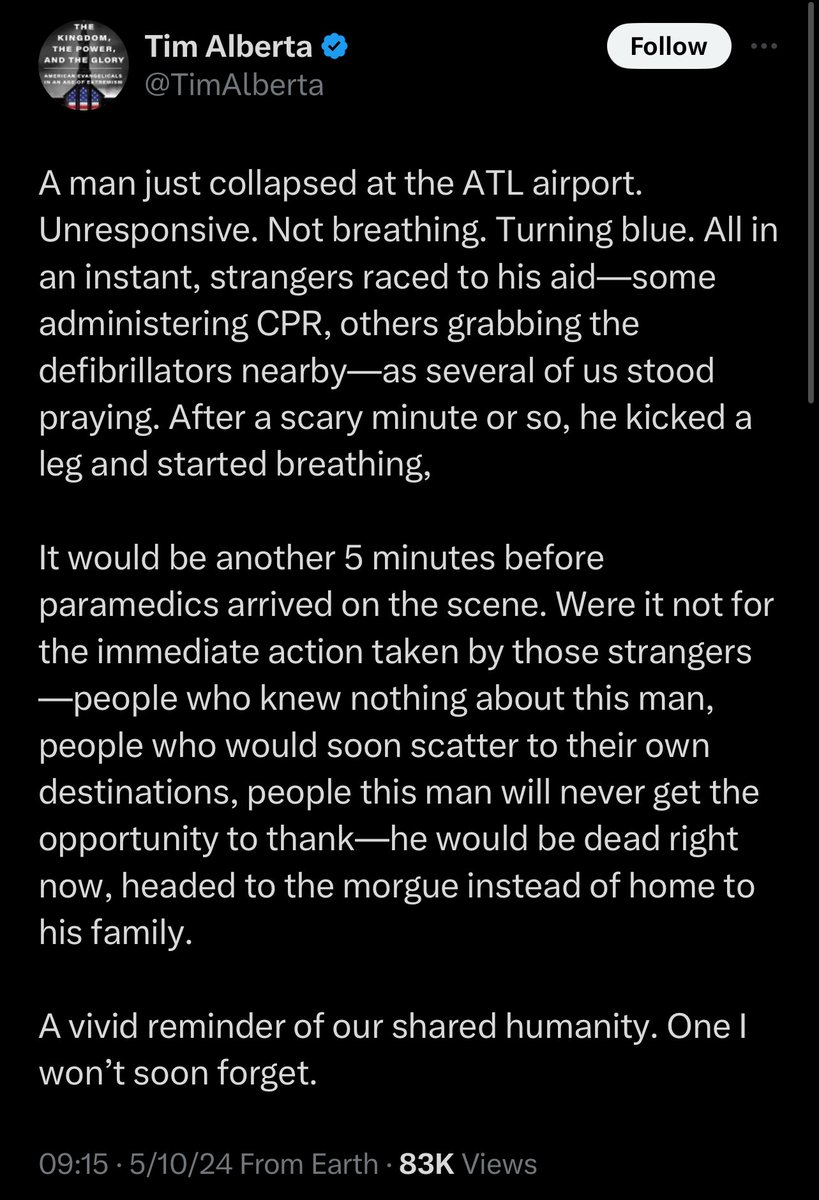 Need to talk about this as I was there and this was probably one of the best field responses I ever saw. Went to enough cardiac arrests in my EMT days and they were usually hopeless because civilians didn’t know what to do. 12 years since my EMT days and it’s amazing the change.