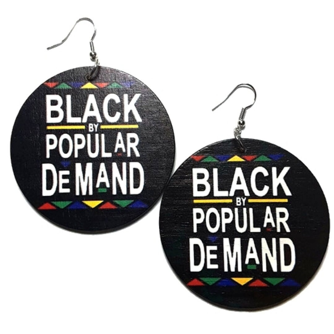 Black By Popular Demand  Statement Dangle Drop Wood Earrings tuppu.net/3a812c8f #explore #melaninfashion #blackownedbusiness #fashionjewelry #Etsy #MelaninMagic