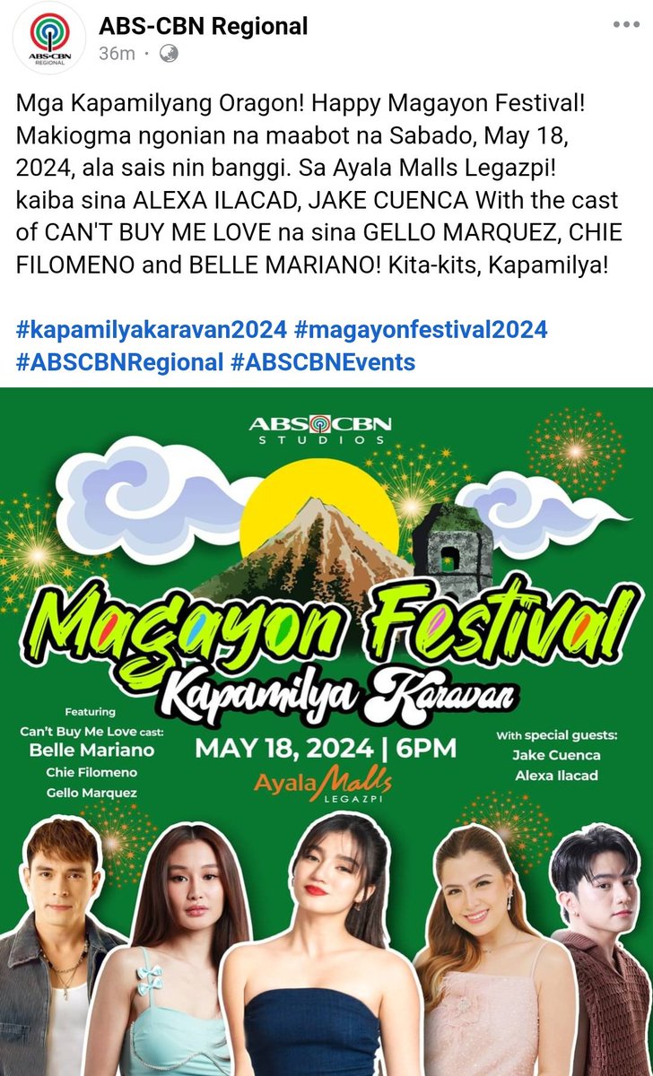 Mga ka Orgaon at ka Magayon.. magtiripon po kita sa Legaspi , sa Mayo 18, 2024 😍😍😍