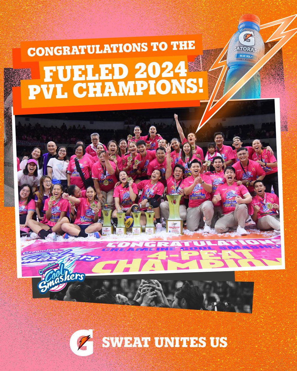 This just shows that giving everything for your team while staying fueled with Gatorade is the winning combination! Congratulations to the defending champions, Creamline Cool Smashers! 📷 #SweatUnitesUs #GatoradeFuelsYouForward #TeamRebisco #PVLAFC2024