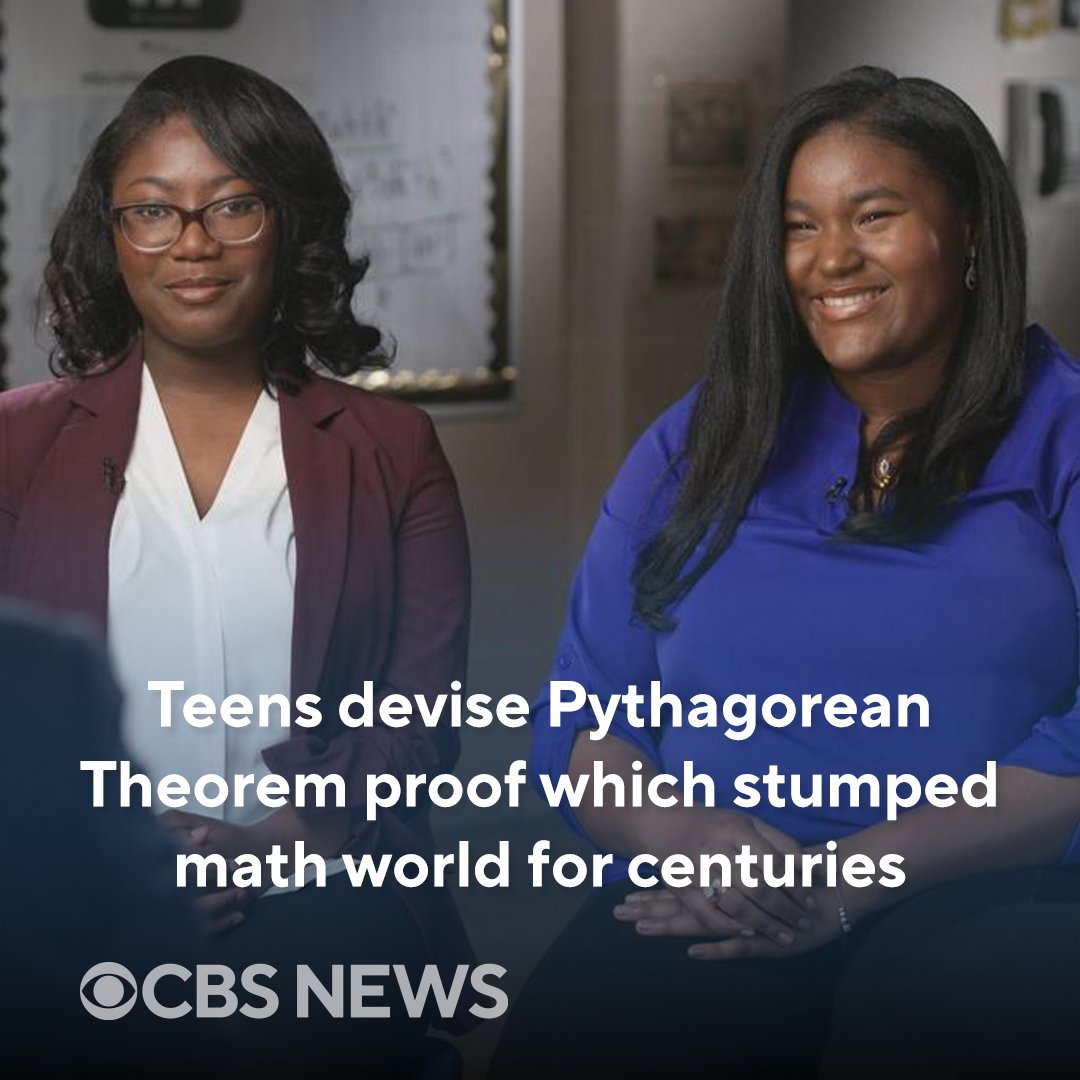 CBSNews's tweet image. Two high school seniors in New Orleans proved a mathematical puzzle that was thought to be impossible for 2,000 years. cbsn.ws/3QwMGU0