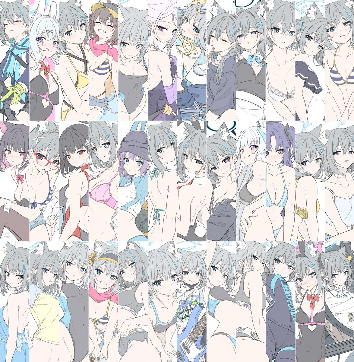 イズナ(ブルアカ) ,水着イズナ(ブルアカ) ,砂狼シロコ(ブルアカ) ,砂狼シロコ(水着) ,砂狼クロコ 「Thank you for your support!!! and there 」|ちこせわとのイラスト