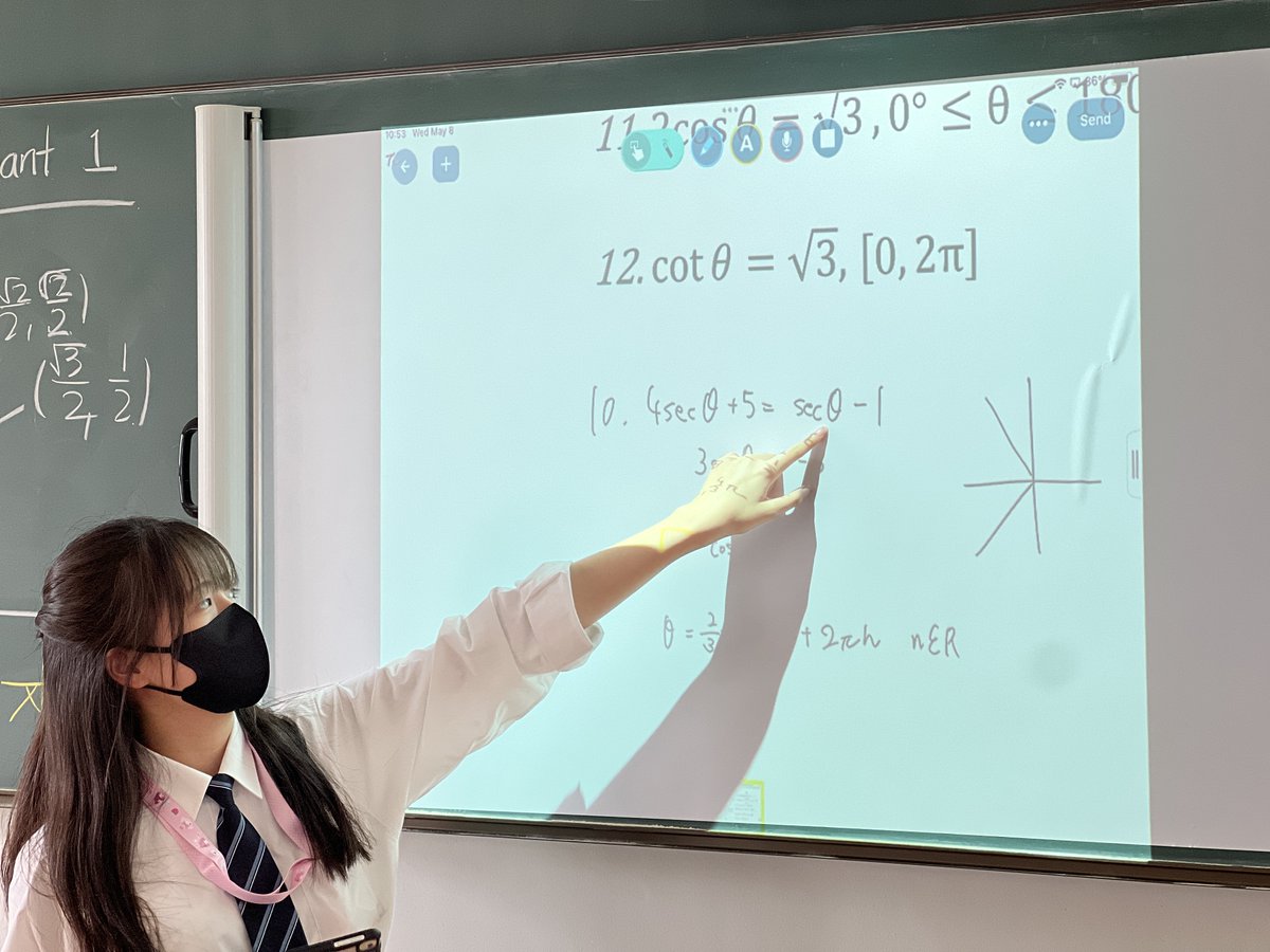KAIS_Kunimoto's tweet image. In #Math20, students did a scavenger hunt to practice  converting radians to exact values using the unit circle. Students then solved trigonometric equations and then had to teach their classmates how to solve their assigned problem. #trigonometry #teachothers #studentledactivity