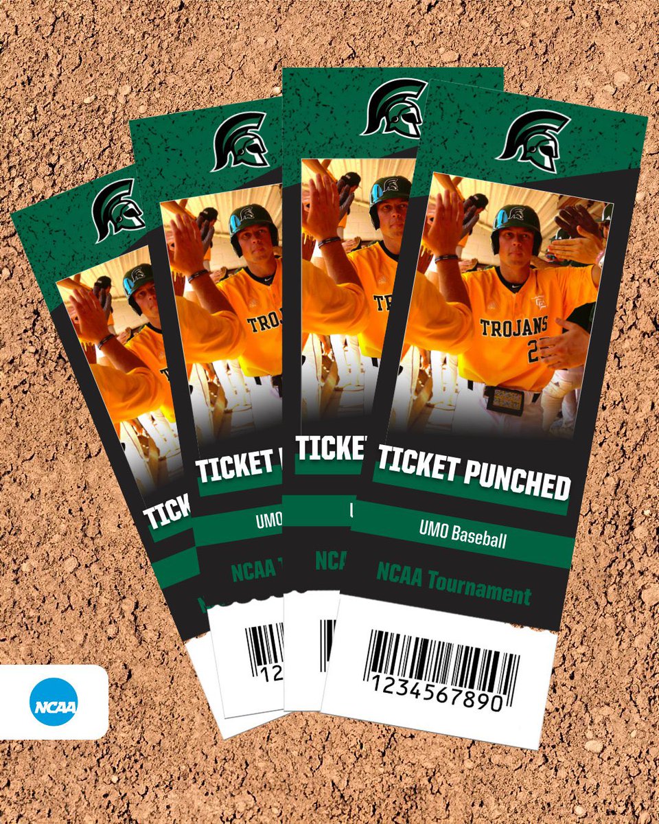 TICKET PUNCHED! 🎟️

For the 2️⃣0️⃣th time in program history, the Trojans will be competing in the NCAA Tournament!

<a href="/UMOBaseball/">UMO Trojan Baseball</a> will take on Wingate in the opening round!