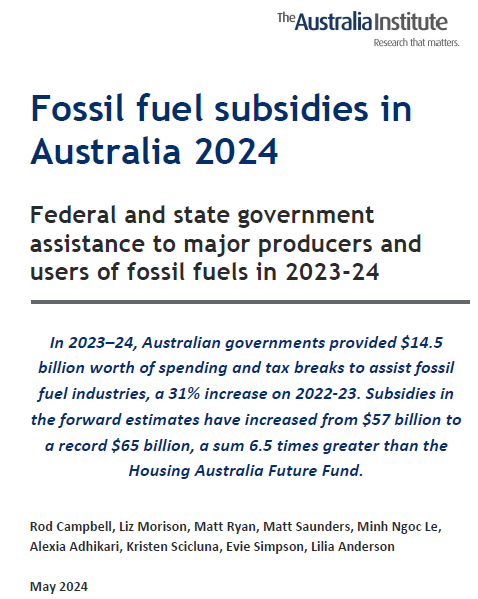 Our new fossil fuel subsidy report is out today! A quick thread of Aus budget lowlights! australiainstitute.org.au/report/fossil-…