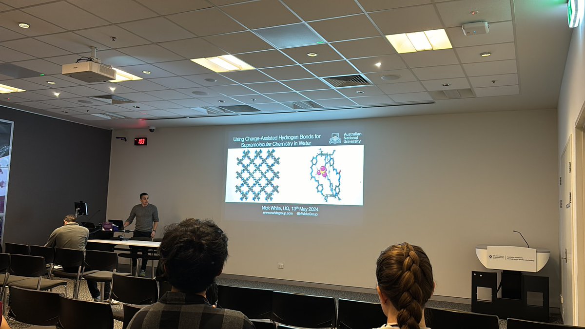 JackKClegg's tweet photo. Great to have @NWhiteGroup visiting at @UQ_SCMB to tell us all about his fabulous research! #supramol #ozchem https://t.co/zRrPwDg0FO
