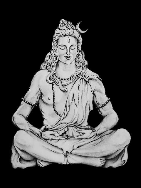 Description of Lord Síva as described in Yoga Yajnavalkya IX.32-34 Seated firmly in Padmasana, with the body relaxed, with the intention of uniting with Lord Shiva , gazing as the tip of the nose, one must meditate upon the Divine in the middle of the eyebrows.