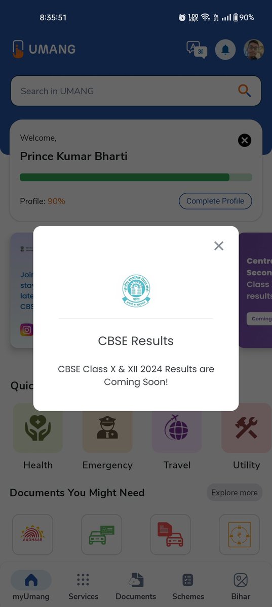 nmalhan079's tweet photo. Umang App open krte hi cbse result popup show ho rha h https://t.co/YwSuT5k7tq