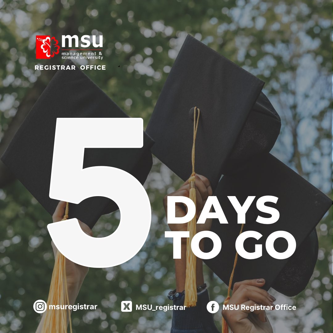 5 days to go for MSU 33rd Convocation Ceremony🎓 The big day is coming! MSU 33rd Convocation Ceremony will be happening on 18 May & 19 May 2024. Are you ready Msurians? @msumalaysia #MSUMalaysia #MSUconvo33