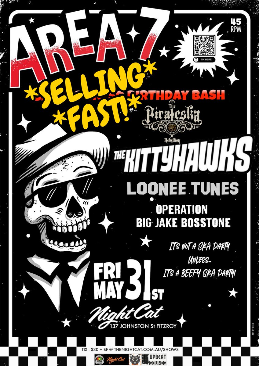 365DaysofSport's tweet image. Melbourne #Ska People. This one is going to be epic! May 31st at @The__Night__Cat 
Beefy's Big 5-0 Birthday with Area-7, @thekittyhawks
@looneetunes The Pirateska Rebellion &amp;amp; Operation Big Jake Bosstone - Tix just $30 but get in quick! moshtix.com.au/v2/event/area-…