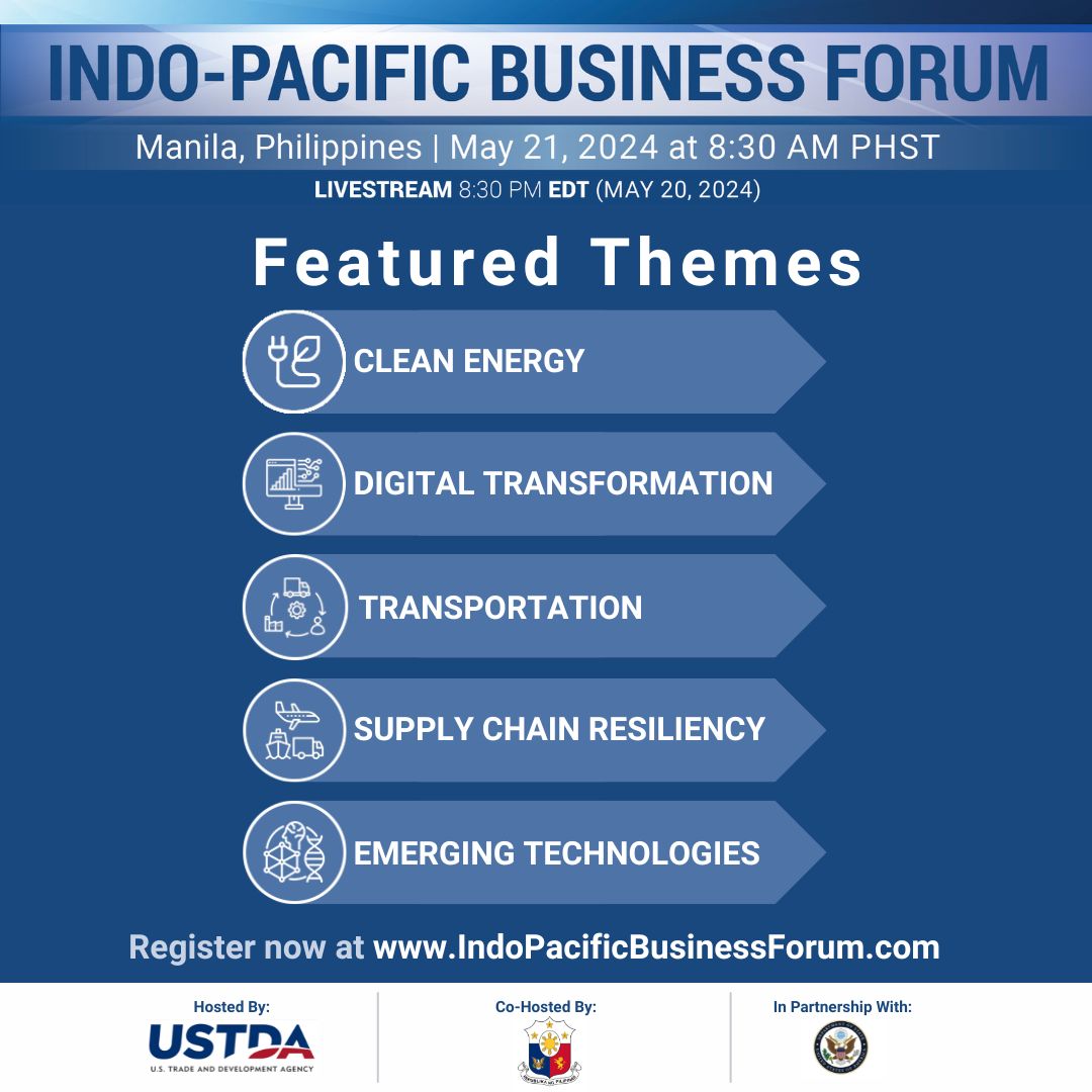 Register now for the 2024 #IndoPacificBizForum to connect with CEOs, government officials, developers, industries, and sources of financing to support priority infrastructure projects across the #IndoPacific. 500 leaders from the region are expected to attend and some virtual