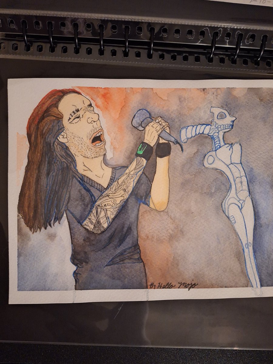 Johnathin Davis, front man of Korn! I was really satisfied with this one! 
#hellomojoart #korn #Fanart #JohnathinDavis #watercolorpainting #caricature #artmoots #artistherapy #artistwithadhd #selftaughtartist
