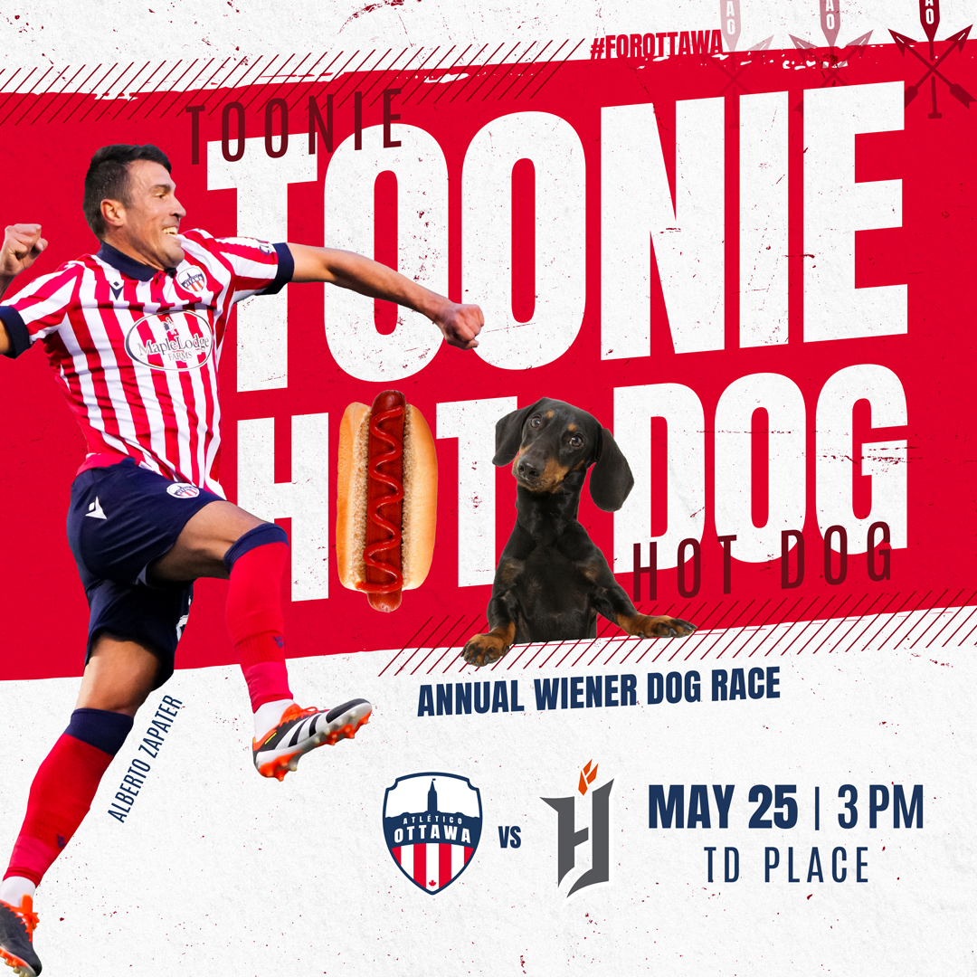 Next Home Match: Toonie Hot Dog May 25th at 3pm ⏳🗓✅ We're less than two weeks away from seeing you all again at @TD_Place 🏟⚡️ Chow down on some Toonie Hot Dogs and watch us take on @ForgeFCHamilton 🪙🌭😋 Secure your seats now 👇💺‼️ 🔗 Tickets: atleticoottawa.canpl.ca/article/next-m…