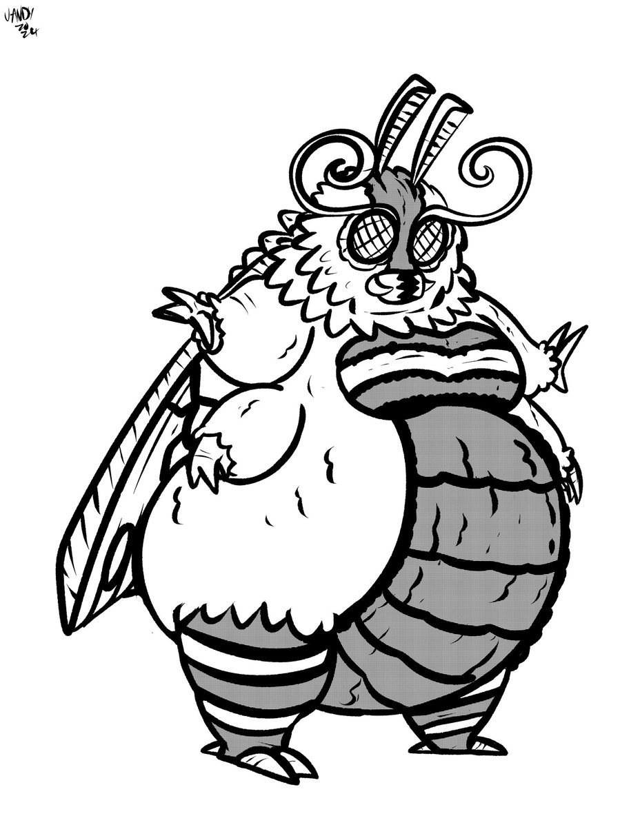 Another pass at that tubby Mothra anthro I did earlier