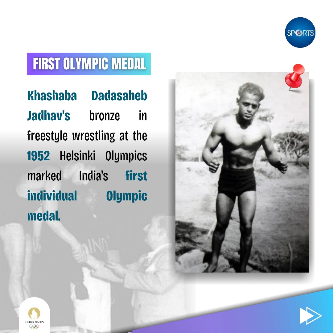 KD Jadhav was the first Indian🇮🇳 athlete to win an individual medal in the Olympics. In 1952, he made history by winning the Olympic bronze medal in the bantamweight category in Helsinki 🤼 #Paris2024 #Olympics #Wrestling