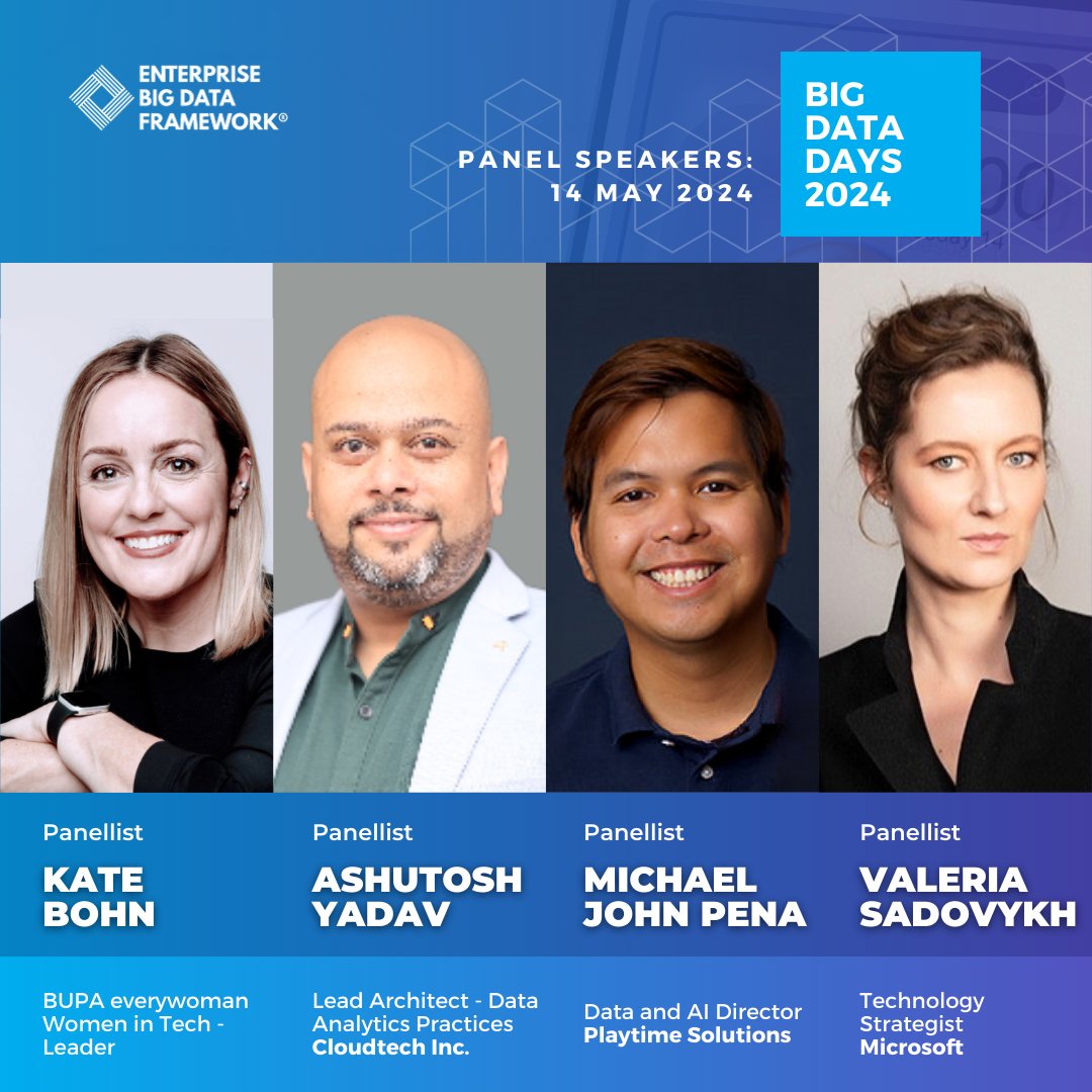 dascin_official's tweet photo. 🚀 Don't miss Day 1's insightful panel discussion on AI-driven digital transformation and #bigdata with experts Michael, Ashutosh, Valeria and Kate! Join us to explore AI's impact on enterprises and innovation. Register now 👉 https://t.co/kL9X2es4In

#BDD2024 #Ebdf #ai https://t.co/s2Bhcw7Dwu
