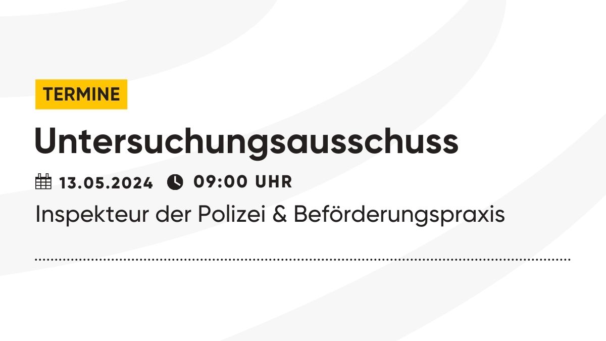 Der #Untersuchungsausschuss 'IdP & Beförderungspraxis' 🚓 kommt heute um 9.00 Uhr zu seiner nächsten Sitzung zusammen. Zur Tagesordnung: fcld.ly/untersuchungsa… /Team LandtagBW