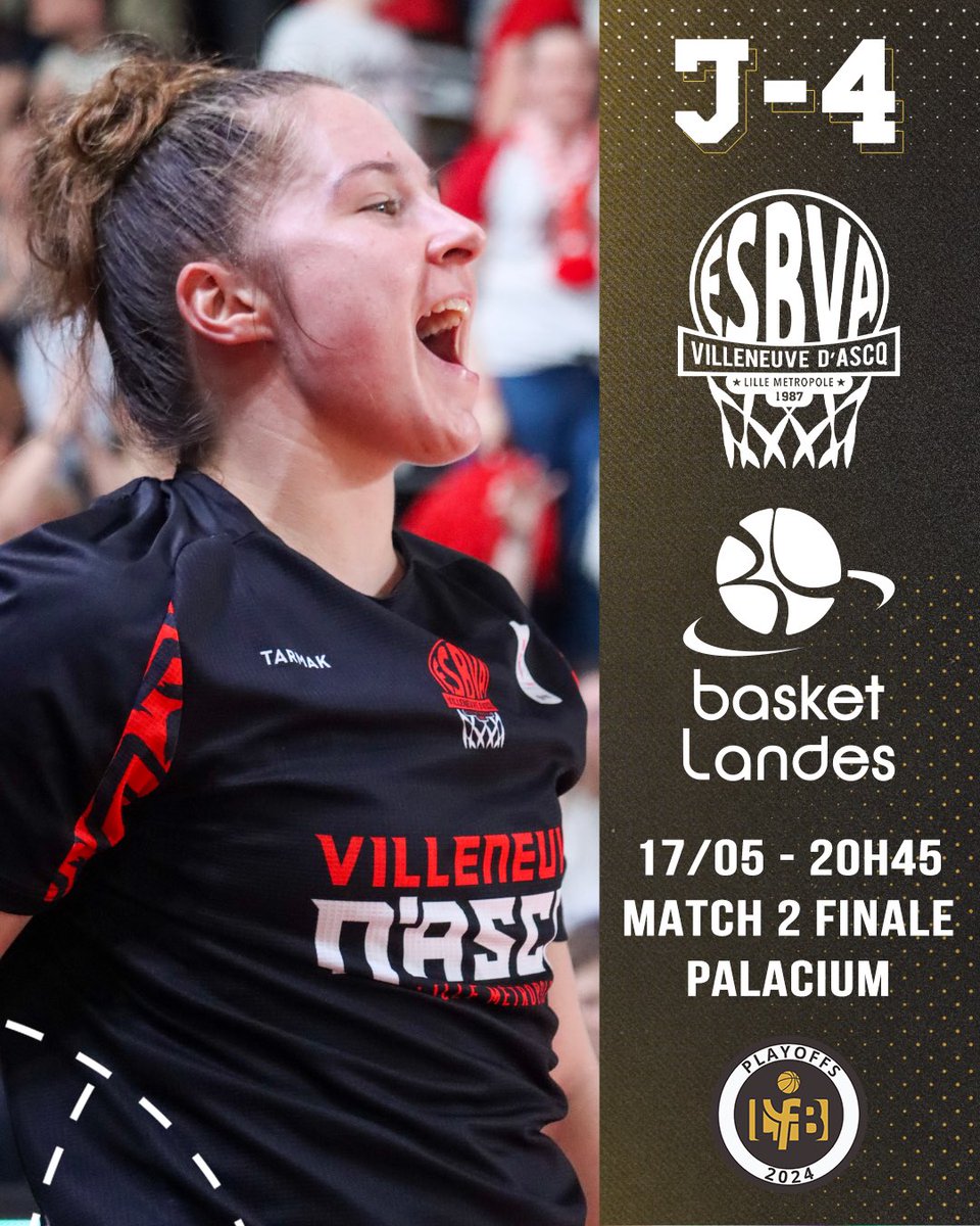 👉 Dernière semaine de compétition pour les Guerrières qui tenteront de finir en beauté vendredi soir au Palacium ! 🏟️ 🆚 Basket Landes 📅 Vendredi 17/05 | 20h45 🏆 Playoffs @basketlfb | Finale | Match 2 #AllezLesGuerrières 🔴⚪️ #BasketLFB #PlayoffsLFB