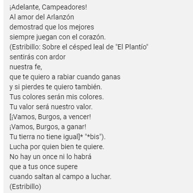 jarojo2's tweet photo. Letra del himno "Adelante Campeadores " : que expresa todos los sentimientos que compartimos los burgalesistas . Quizás los más jóvenes lo hayan oído poco. Este viernes en el #Plantio pudieron comprobar lo emocionante que es cantado por la afición 😍 https://t.co/IjH882LPRn